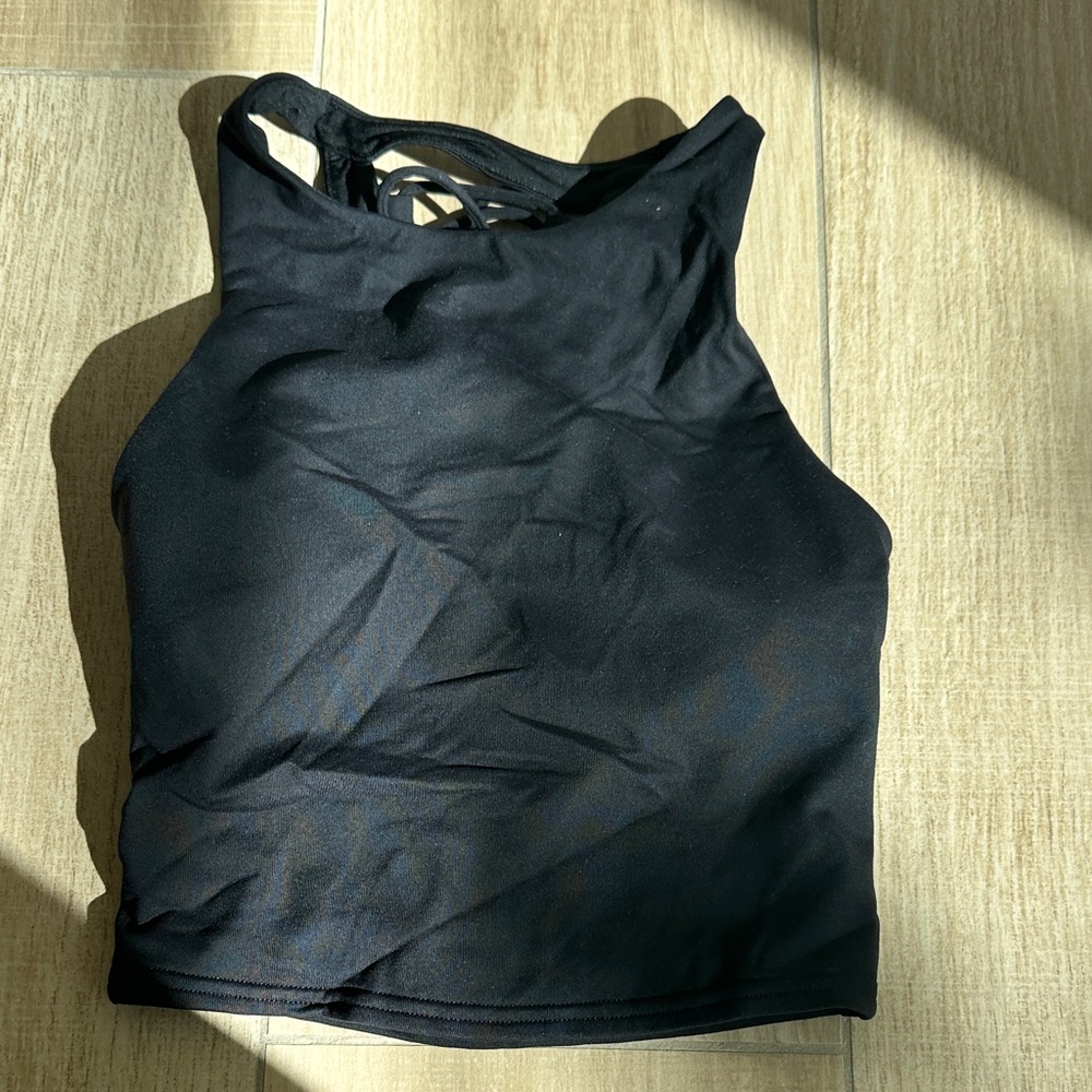 ALO Yoga Black Lace-Up Crop Top